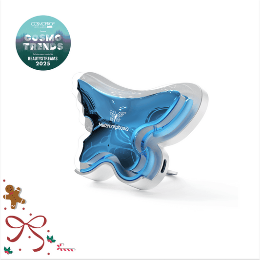Metamorphosis beauty device, which was featured as a 'Cosmoprof Beautystreams 2025 Trend', designed for advanced LED light therapy and skin rejuvenation.