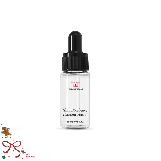 Metamorphosis SkinEXcellence Exosome Serum (15ml), an advanced formula designed to boost collagen, reduce fine lines, and enhance skin repair, especially when used with red light therapy