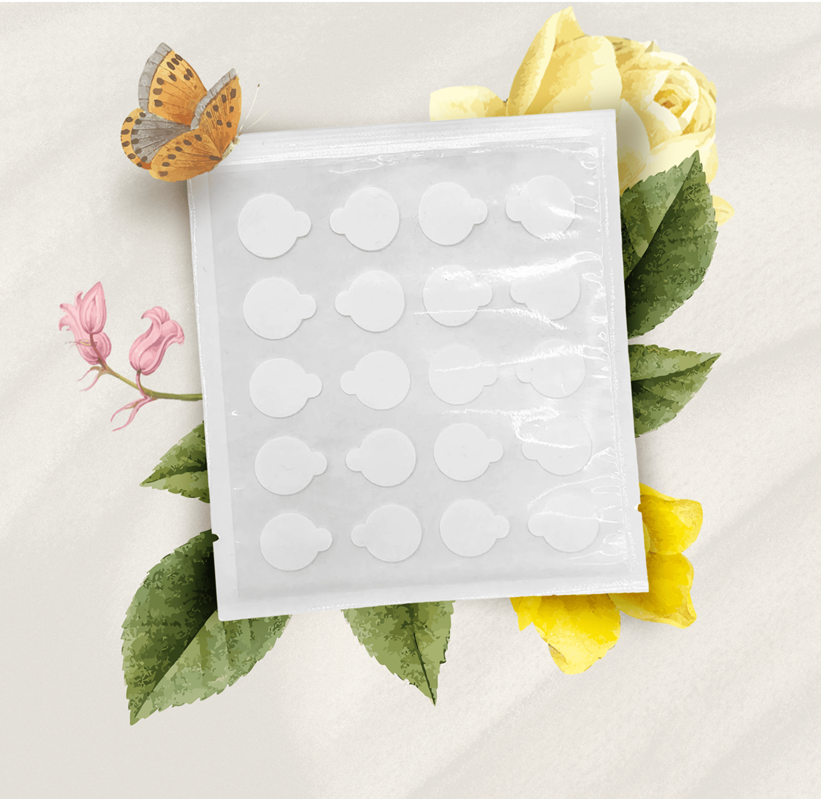 Acne patches with butterfly and flowers - Frame 2087326204