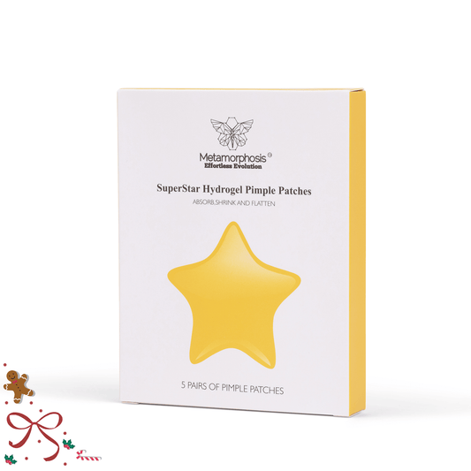 Metamorphosis SuperStar Hydrogel Pimple Patches, 5 pairs of yellow star-shaped acne dots for skincare