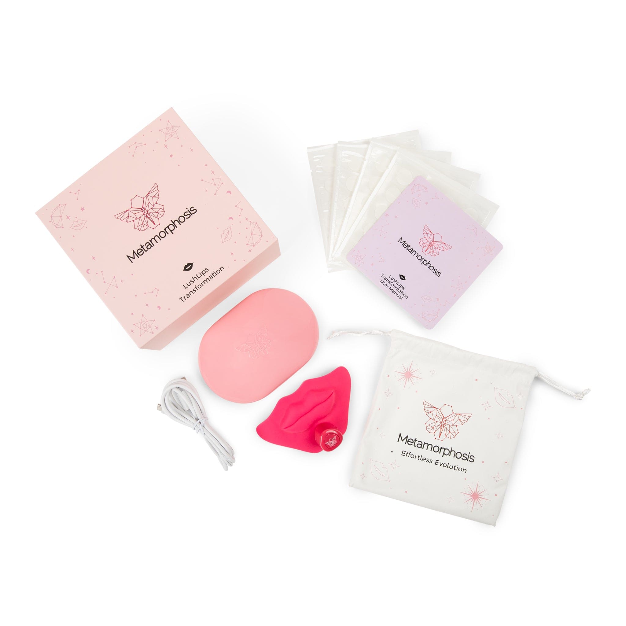 Metamorphosis LushLips at-home lip wrinkle treatment kit with perioral lines device and patches for smoker lines treatment no filler