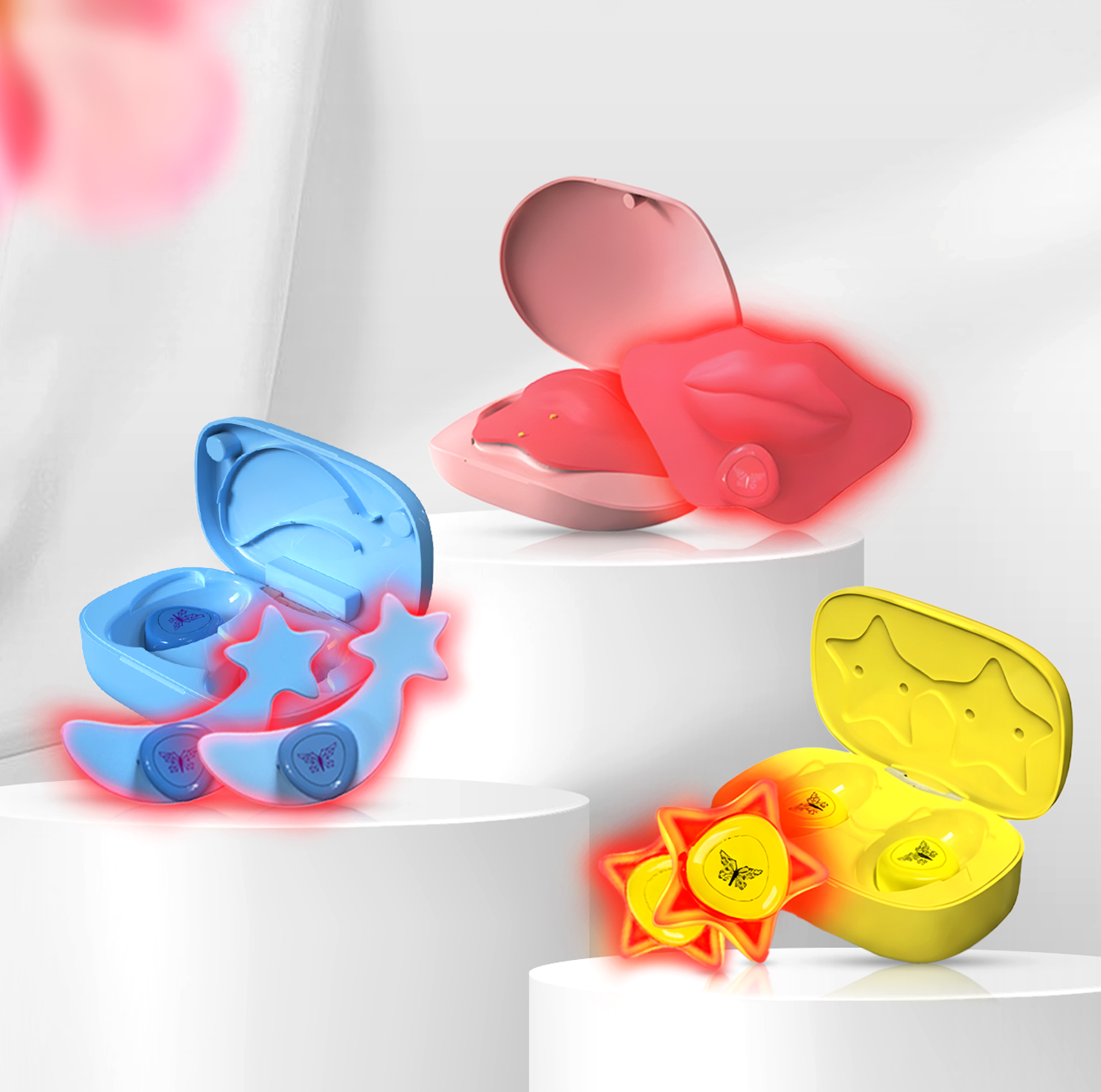 Metamorphosis Absorbable Bio-Collagen Eye Masks and star-shaped application stickers against a dark floral