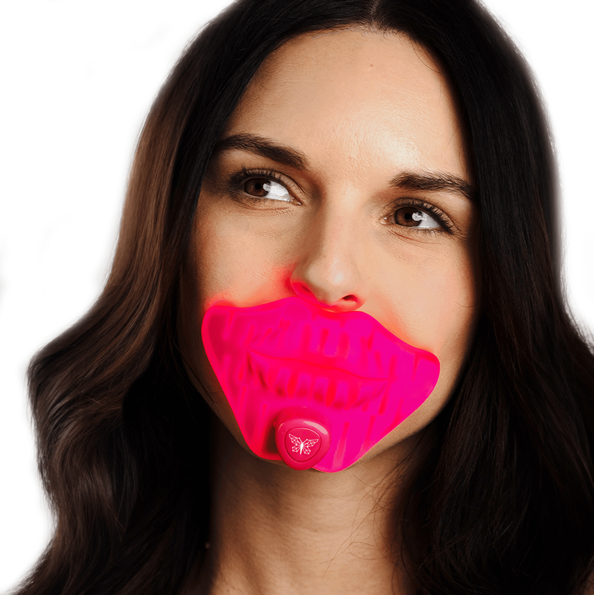Lush Lips hydrogel product model with pink lip applicator