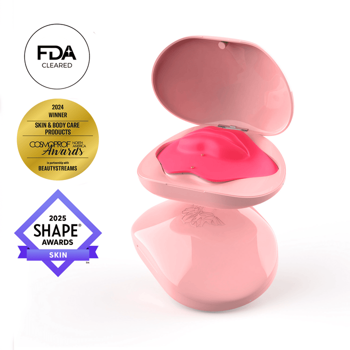 FDA-cleared Metamorphosis LushLips perioral lines device in pink case - 2024 Cosmoprof & 2025 Shape Awards winner for at-home lip wrinkle treatment and smoker lines treatment no filler before-after