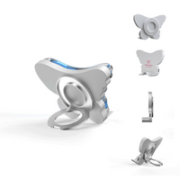 Metamorphosis Set of silver phone holders on a white background