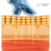 Metamorphosis Glowing device with a blue gel pack on top of a cross-sectional view of skin layers.
