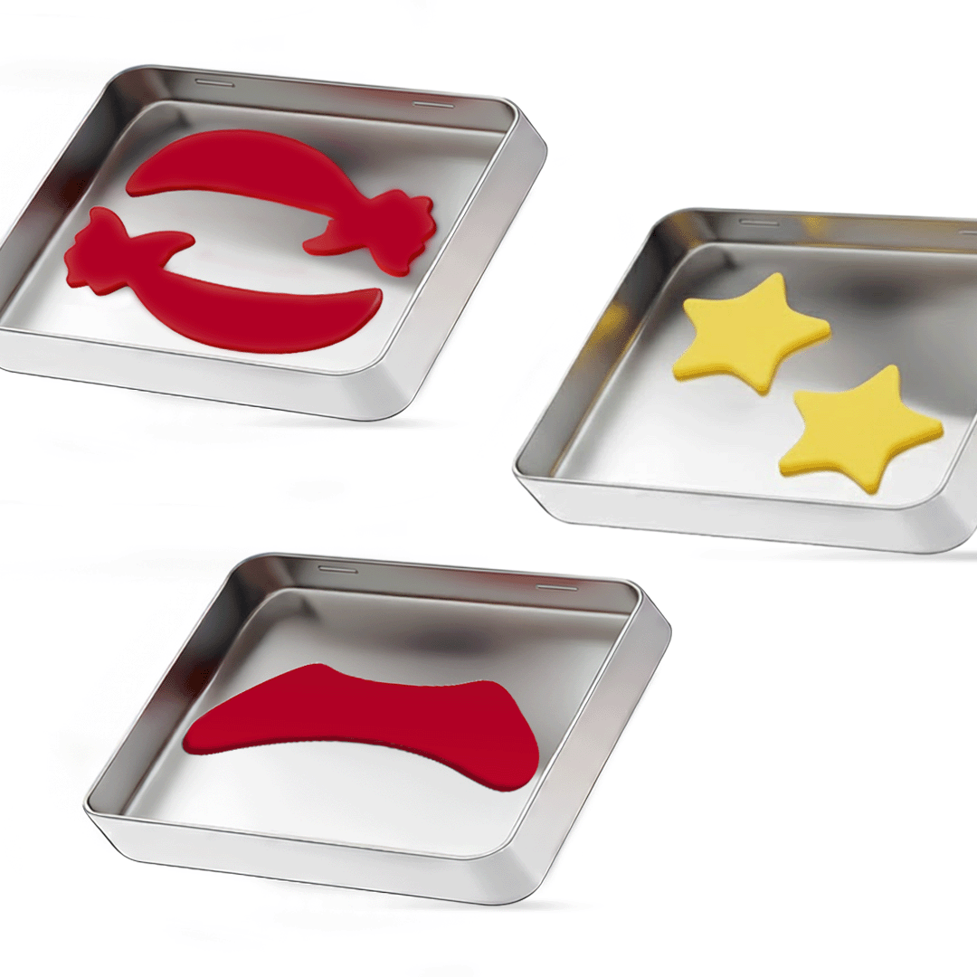 Metamorphosis Medical-grade reusable silicone skincare patches with stainless steel lymphatic roller in tin