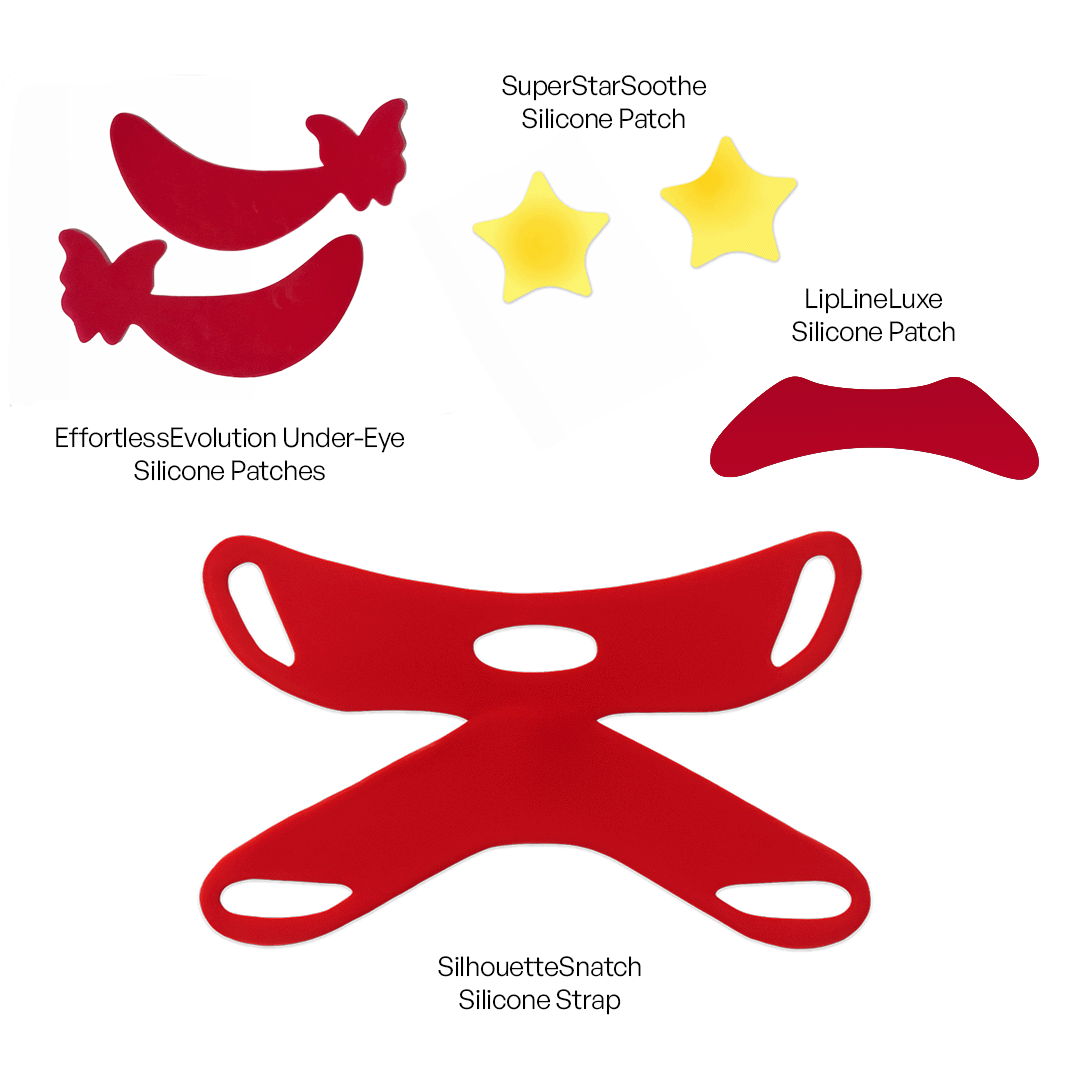 Metamorphosis Medical-grade reusable silicone skincare patches with stainless steel lymphatic roller in tin
