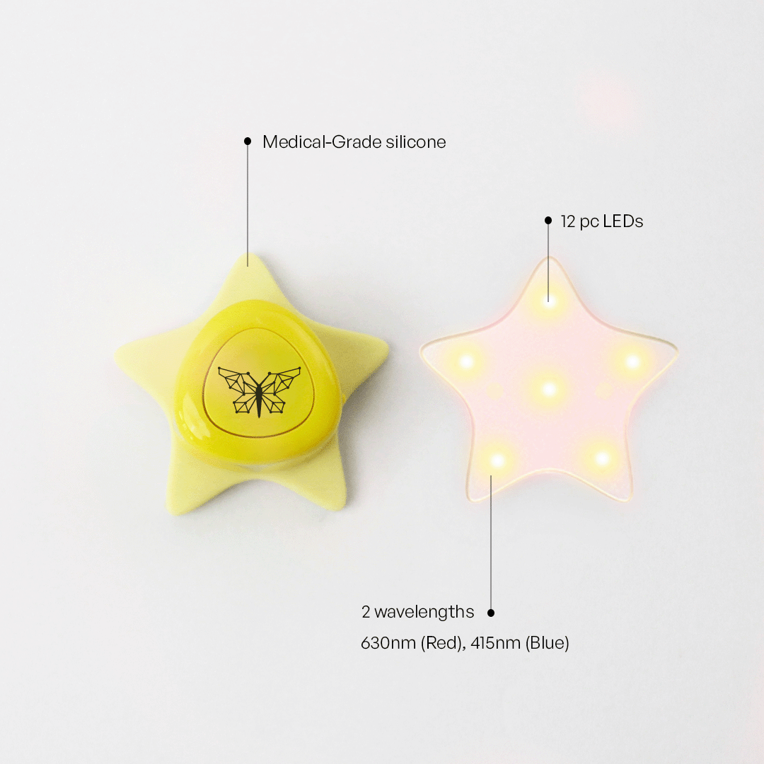 grade silicone LED acne device with 12 LEDs and dual wavelengths 630nm red 415nm blue light