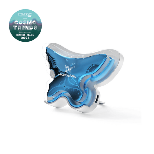 Metamorphosis beauty device, which was featured as a 'Cosmoprof Beautystreams 2025 Trend', designed for advanced LED light therapy and skin rejuvenation.