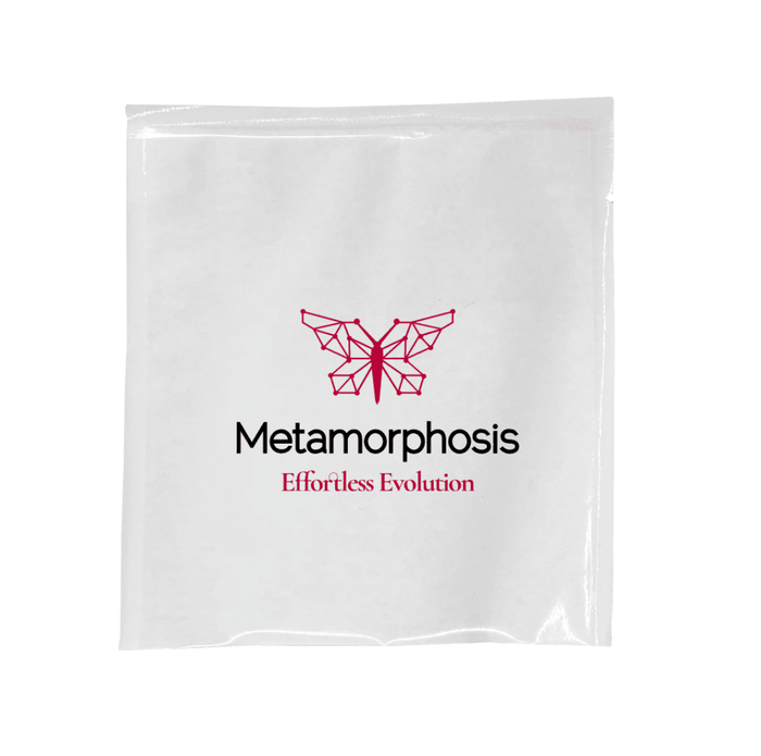 Metamorphosis butterfly logo and the brand slogan 'Effortless Evolution'.